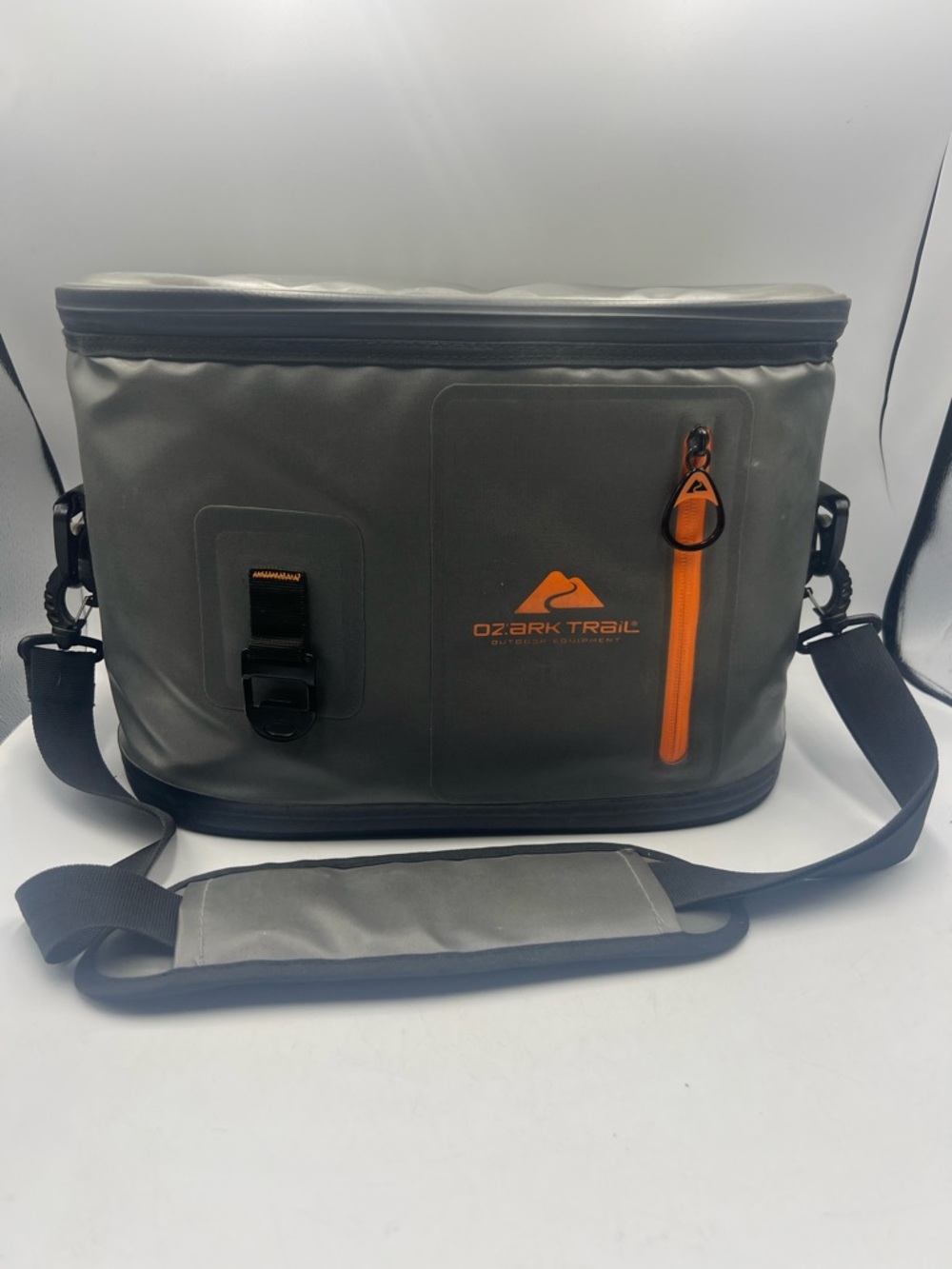 Ozark Trail Gray Duffel Cooler Bag with Orange Accents z1